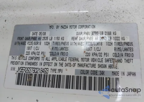 2009 Mazda Cx-7 Touring из США, поврежденный, VIN JM3ER293790218493